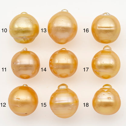 13-14mm South Sea Pearl in Natural Gold Color, Loose Drop Shape, Undrilled for Jewelry Making, SKU # 3097GS