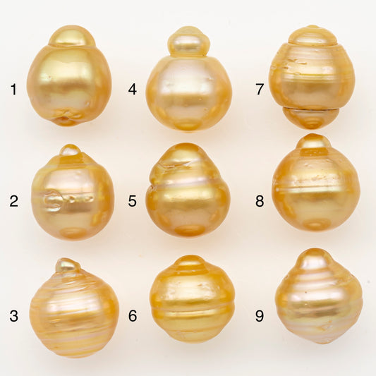 13-14mm South Sea Pearl in Natural Gold Color, Loose Drop Shape, Undrilled for Jewelry Making, SKU # 3098GS