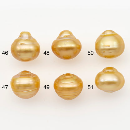 13-14mm South Sea Pearl in Natural Gold Color, Loose Drop Shape, Undrilled for Jewelry Making, SKU # 3097GS