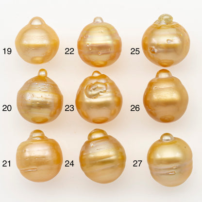 13-14mm South Sea Pearl in Natural Gold Color, Loose Drop Shape, Undrilled for Jewelry Making, SKU # 3098GS