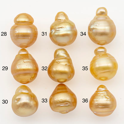 13-14mm South Sea Pearl in Natural Gold Color, Loose Drop Shape, Undrilled for Jewelry Making, SKU # 3098GS