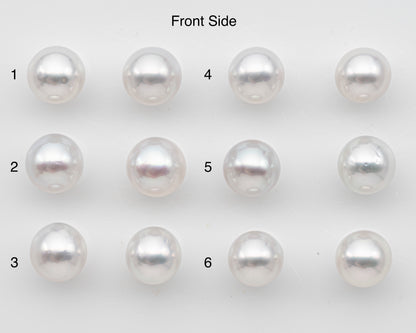 10-11mm Matched Pair White South Sea Pearl with High Luster, Loose Undrilled Natural Color, SKU # 3094WS