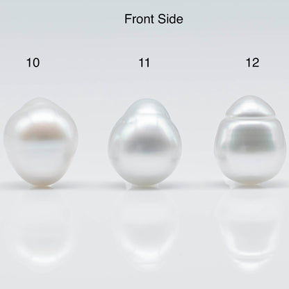 12-13mm South Sea Pearl Drops in White Natural Color with Beautiful Lusters and Minor Blemishes, Undrilled Single Piece, SKU # 1749SS
