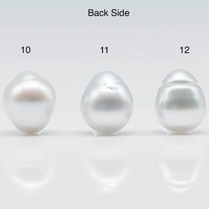 12-13mm South Sea Pearl Drops in White Natural Color with Beautiful Lusters and Minor Blemishes, Undrilled Single Piece, SKU # 1749SS