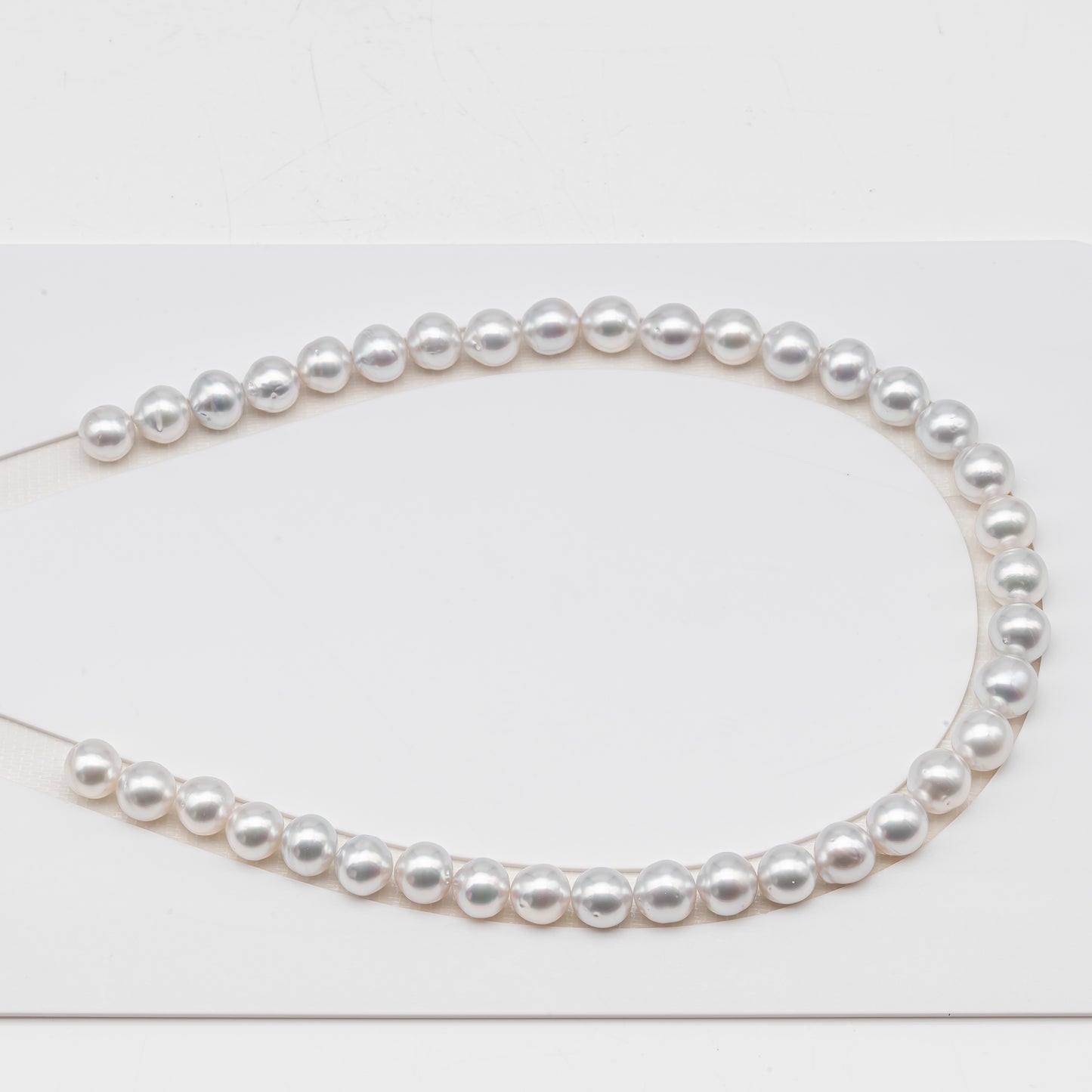 10-11mm White South Sea Pearl Near Round, Natural Color Pearls for Jewelry Making, Full Strand (No Hole), SKU # 3105WS
