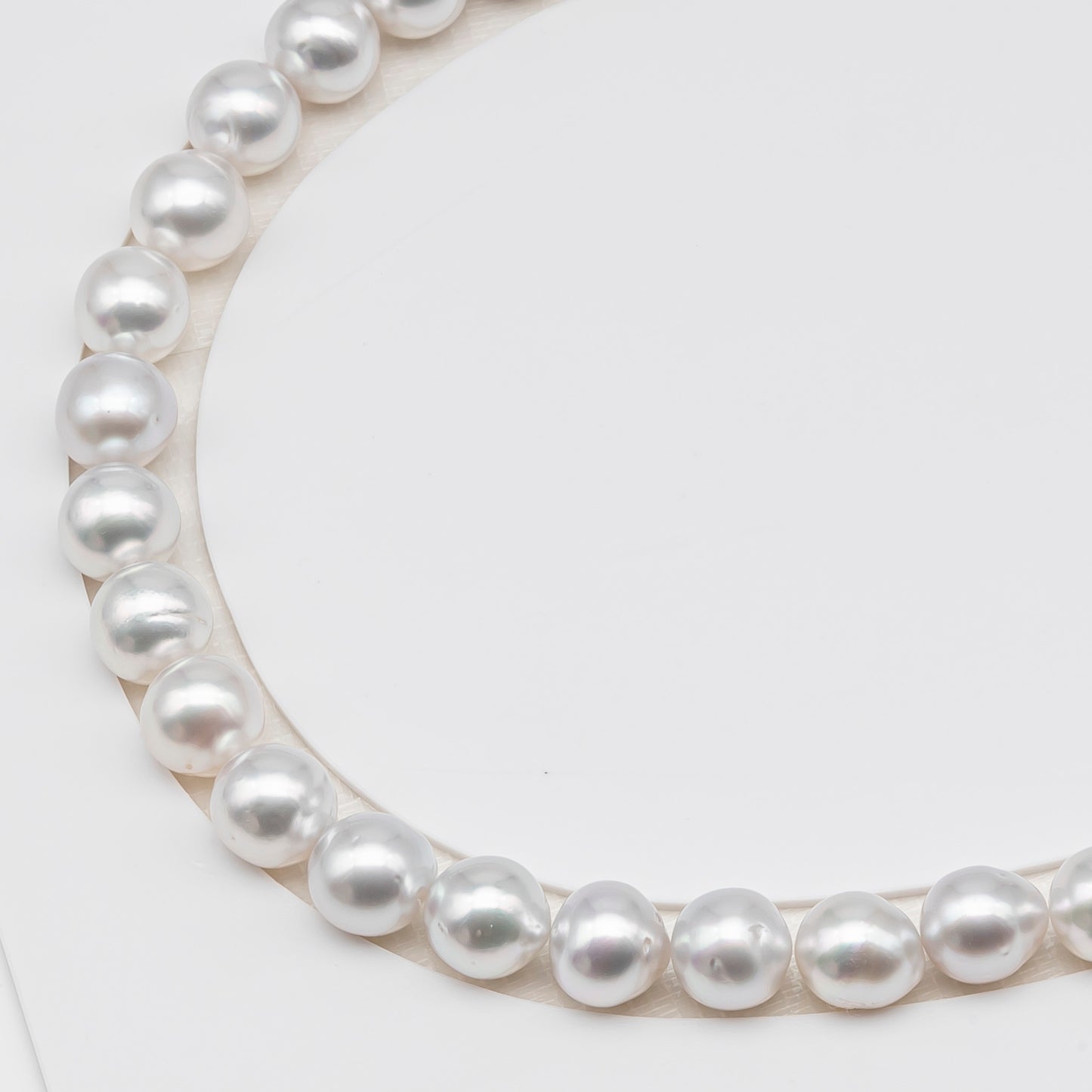 10-11mm White South Sea Pearl Near Round, Natural Color Pearls for Jewelry Making, Full Strand (No Hole), SKU # 3105WS