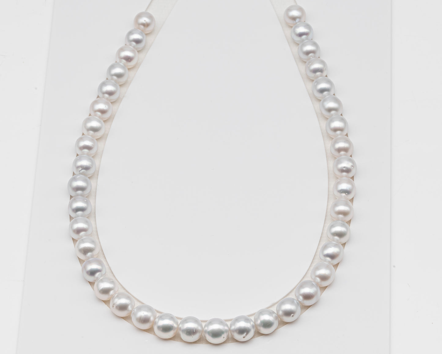 10-11mm White South Sea Pearl Near Round, Natural Color Pearls for Jewelry Making, Full Strand (No Hole), SKU # 3106WS