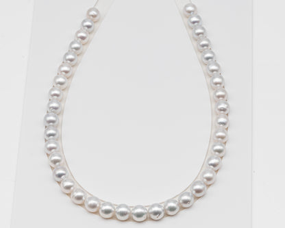 10-11mm White South Sea Pearl Near Round, Natural Color Pearls for Jewelry Making, Full Strand (No Hole), SKU # 3106WS