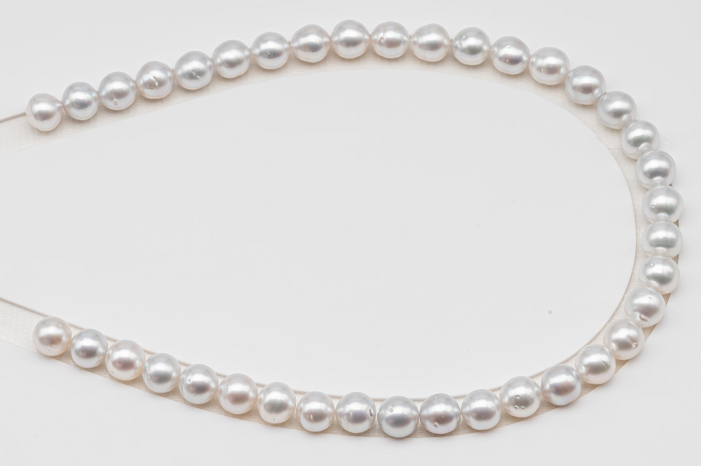 10-11mm White South Sea Pearl Near Round, Natural Color Pearls for Jewelry Making, Full Strand (No Hole), SKU # 3106WS