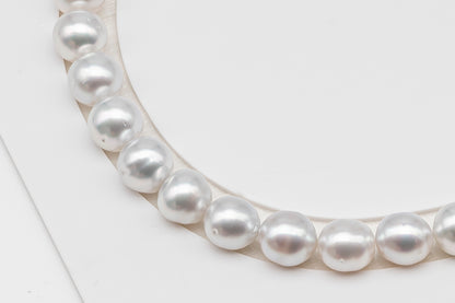 10-11mm White South Sea Pearl Near Round, Natural Color Pearls for Jewelry Making, Full Strand (No Hole), SKU # 3106WS