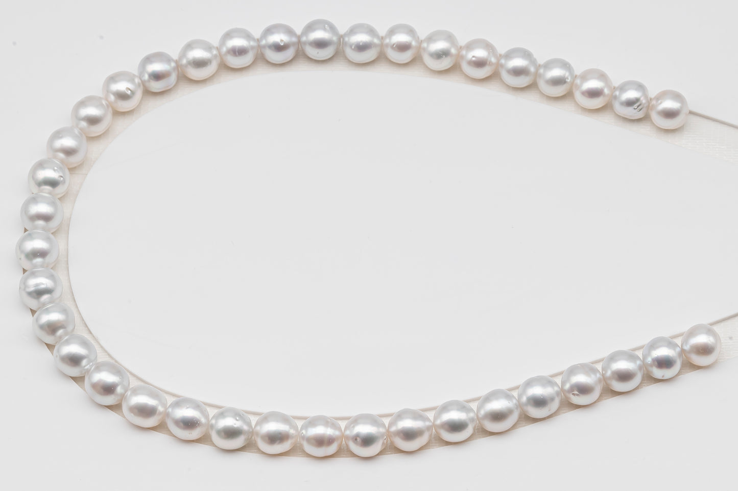 10-11mm White South Sea Pearl Near Round, Natural Color Pearls for Jewelry Making, Full Strand (No Hole), SKU # 3106WS