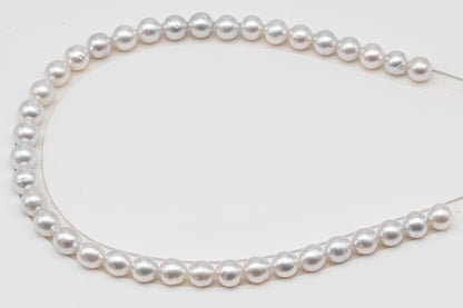 10-11mm White South Sea Pearl Near Round, Natural Color Pearls for Jewelry Making, Full Strand (No Hole), SKU # 3106WS