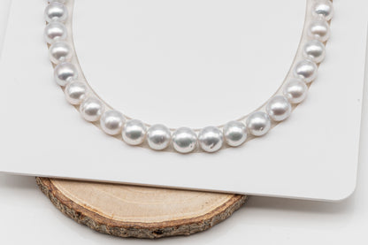 10-11mm White South Sea Pearl Near Round, Natural Color Pearls for Jewelry Making, Full Strand (No Hole), SKU # 3106WS