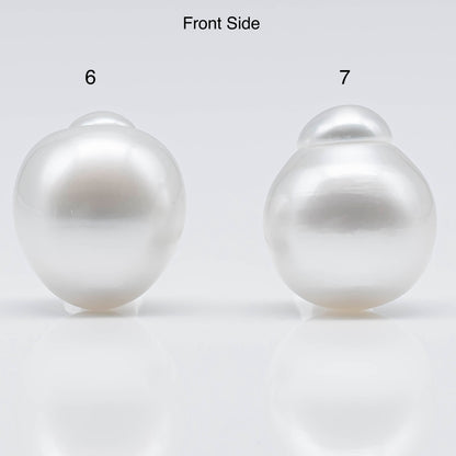 13-14mm White South Sea Pearl Drops in High Luster and Natural White Color with Minor Blemishes, Undrilled Loose Single Piece, SKU # 1751SS
