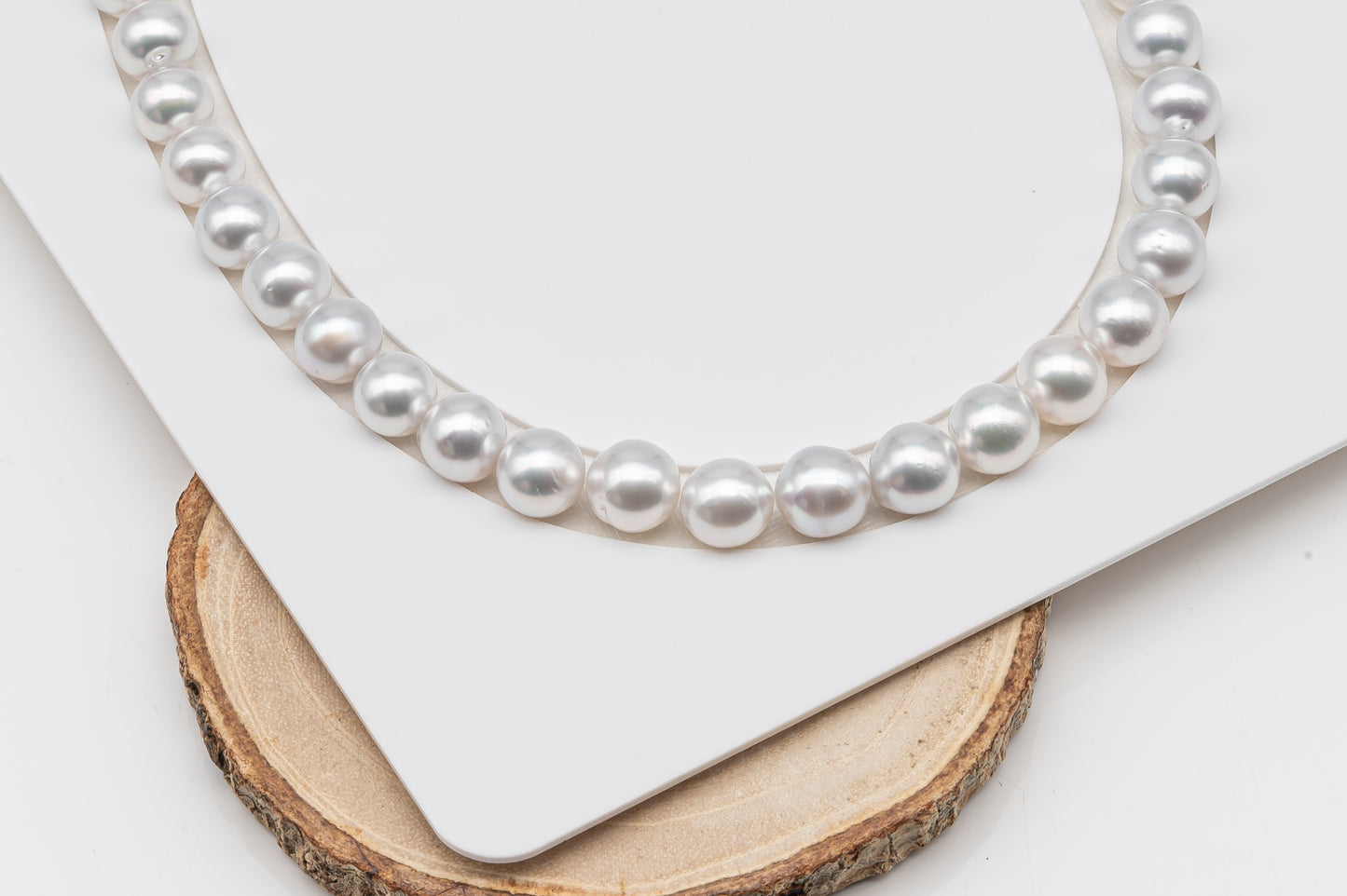 10-11mm White South Sea Pearl Near Round, Natural Color Pearls for Jewelry Making, Full Strand (No Hole), SKU # 3105WS