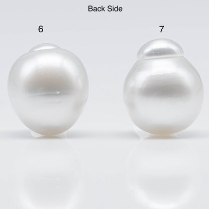 13-14mm White South Sea Pearl Drops in High Luster and Natural White Color with Minor Blemishes, Undrilled Loose Single Piece, SKU # 1751SS