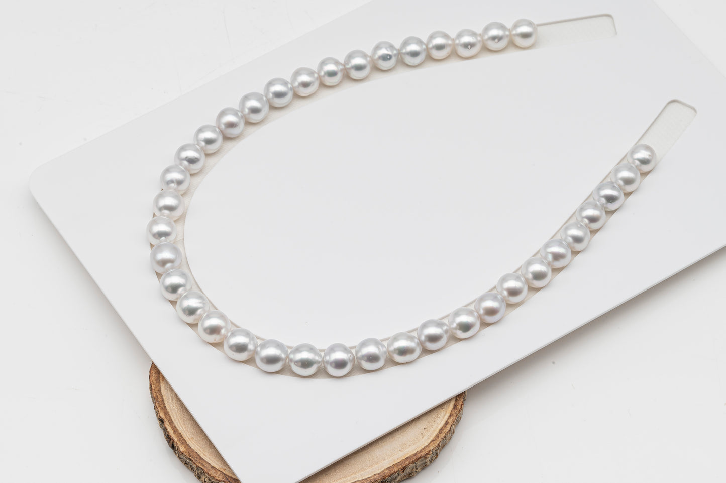 10-11mm White South Sea Pearl Near Round, Natural Color Pearls for Jewelry Making, Full Strand (No Hole), SKU # 3105WS