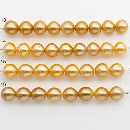 12-13mm Golden South Sea Pearls, Natural Gold or Champagne Color, For Jewelry Making Necklace and Bracelet, Large Size, SKU# 2341GS