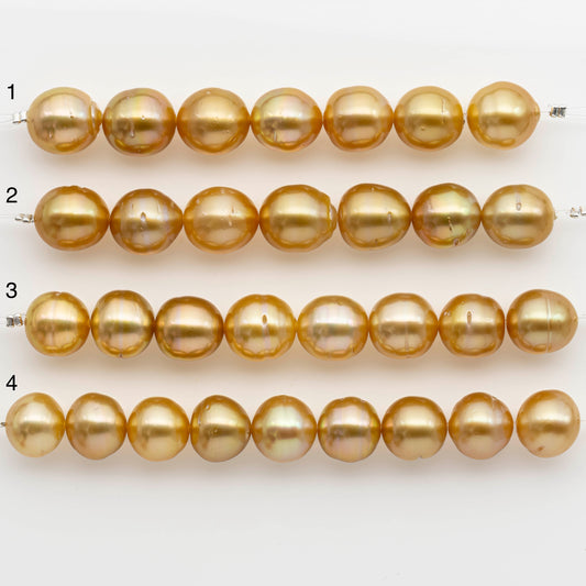 12-13mm Golden South Sea Pearls, Natural Gold or Champagne Color, For Jewelry Making Necklace and Bracelet, Large Size, SKU# 2342GS