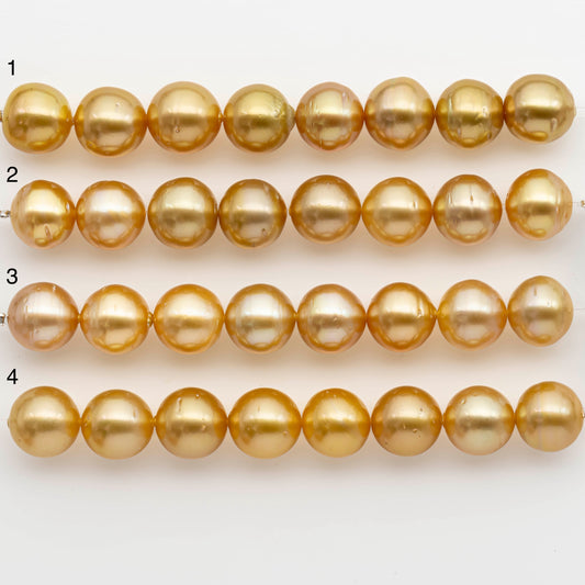 13-14mm Golden South Sea Pearls, Natural Gold or Champagne Color, For Jewelry Making Necklace and Bracelet, Large Size, SKU# 2344GS