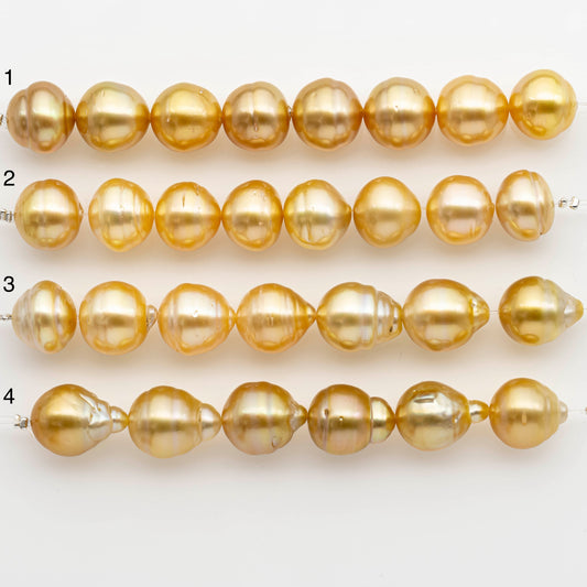 13-14mm Golden South Sea Pearls, Natural Gold or Champagne Color, For Jewelry Making Necklace and Bracelet, Large Size, SKU# 2346GS