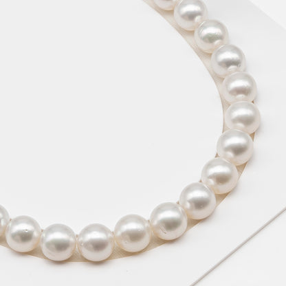 12-13mm White South Sea Pearl Round with Minor Blemishes, Natural Color Pearls for Jewelry Making, Full Strand (No Hole), SKU # 3219WS