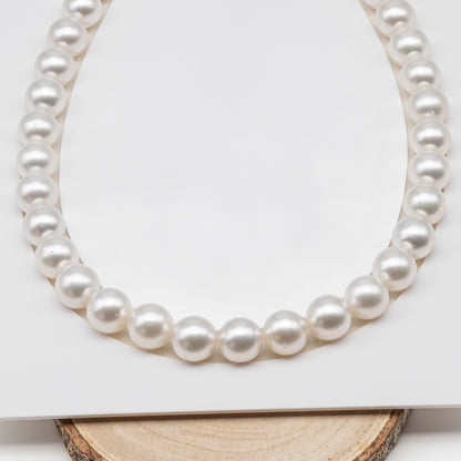 12-13mm White South Sea Pearl Round with Minor Blemishes, Natural Color Pearls for Jewelry Making, Full Strand (No Hole), SKU # 3219WS