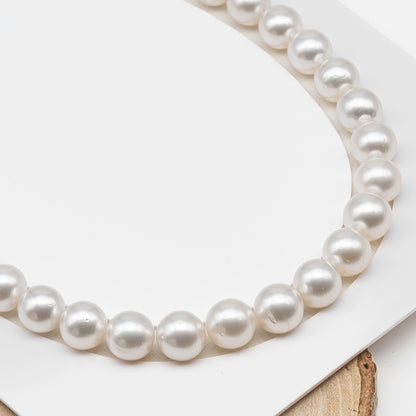 12-13mm White South Sea Pearl Round with Minor Blemishes, Natural Color Pearls for Jewelry Making, Full Strand (No Hole), SKU # 3219WS