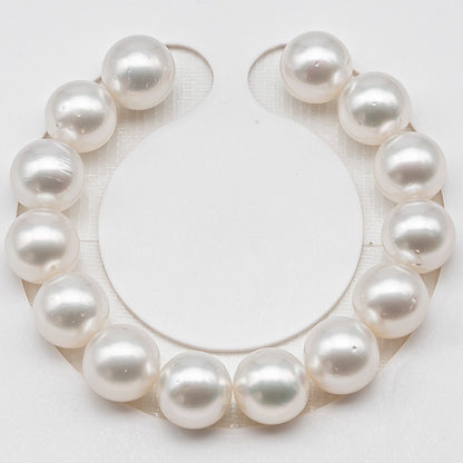 12-13mm White South Sea Pearl Round with Minor Blemishes, Natural Color Pearls for Jewelry Making, 7-8 Inch  (No Hole), SKU # 3220WS