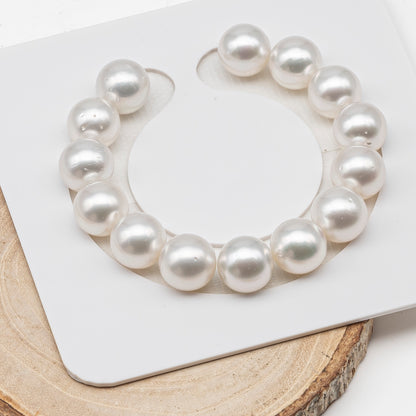 12-13mm White South Sea Pearl Round with Minor Blemishes, Natural Color Pearls for Jewelry Making, 7-8 Inch  (No Hole), SKU # 3220WS