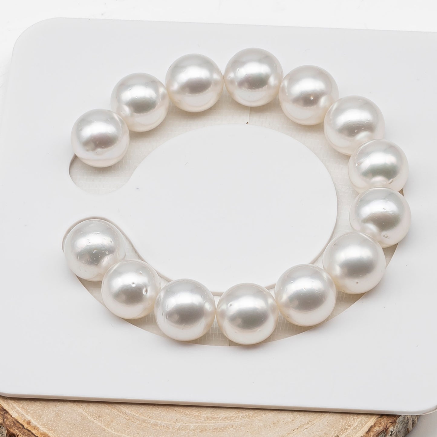 12-13mm White South Sea Pearl Round with Minor Blemishes, Natural Color Pearls for Jewelry Making, 7-8 Inch  (No Hole), SKU # 3220WS