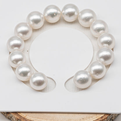 12-13mm White South Sea Pearl Round with Minor Blemishes, Natural Color Pearls for Jewelry Making, 7-8 Inch  (No Hole), SKU # 3220WS