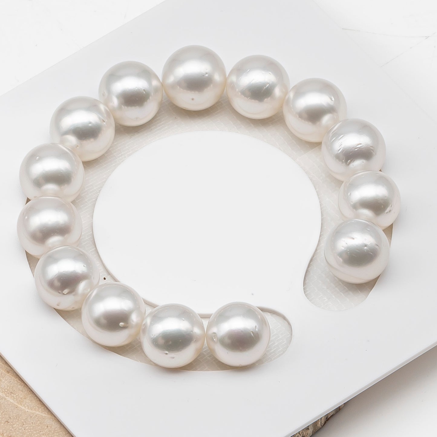 12-13mm White South Sea Pearl Round with Minor Blemishes, Natural Color Pearls for Jewelry Making, 7-8 Inch  (No Hole), SKU # 3220WS