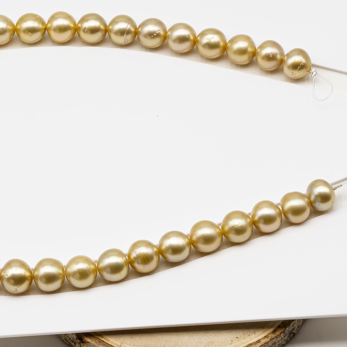 11-12mm Golden South Sea Pearl Near Round with Minor Blemishes, Natural Color Pearls for Jewelry Making, Full Strand, SKU # 3221GS