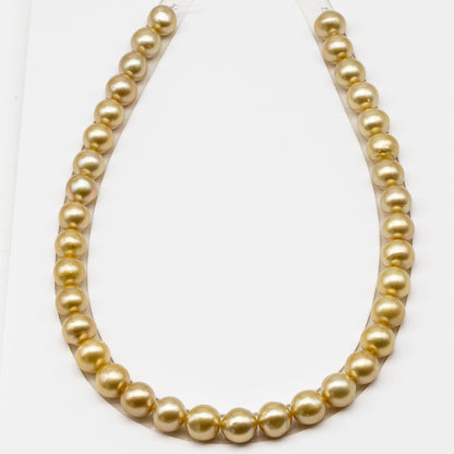 11-12mm Golden South Sea Pearl Near Round with Minor Blemishes, Natural Color Pearls for Jewelry Making, Full Strand, SKU # 3222GS