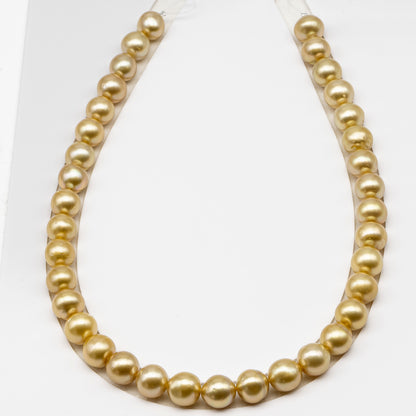 11-12mm Golden South Sea Pearl Near Round with Minor Blemishes, Natural Color Pearls for Jewelry Making, Full Strand, SKU # 3222GS