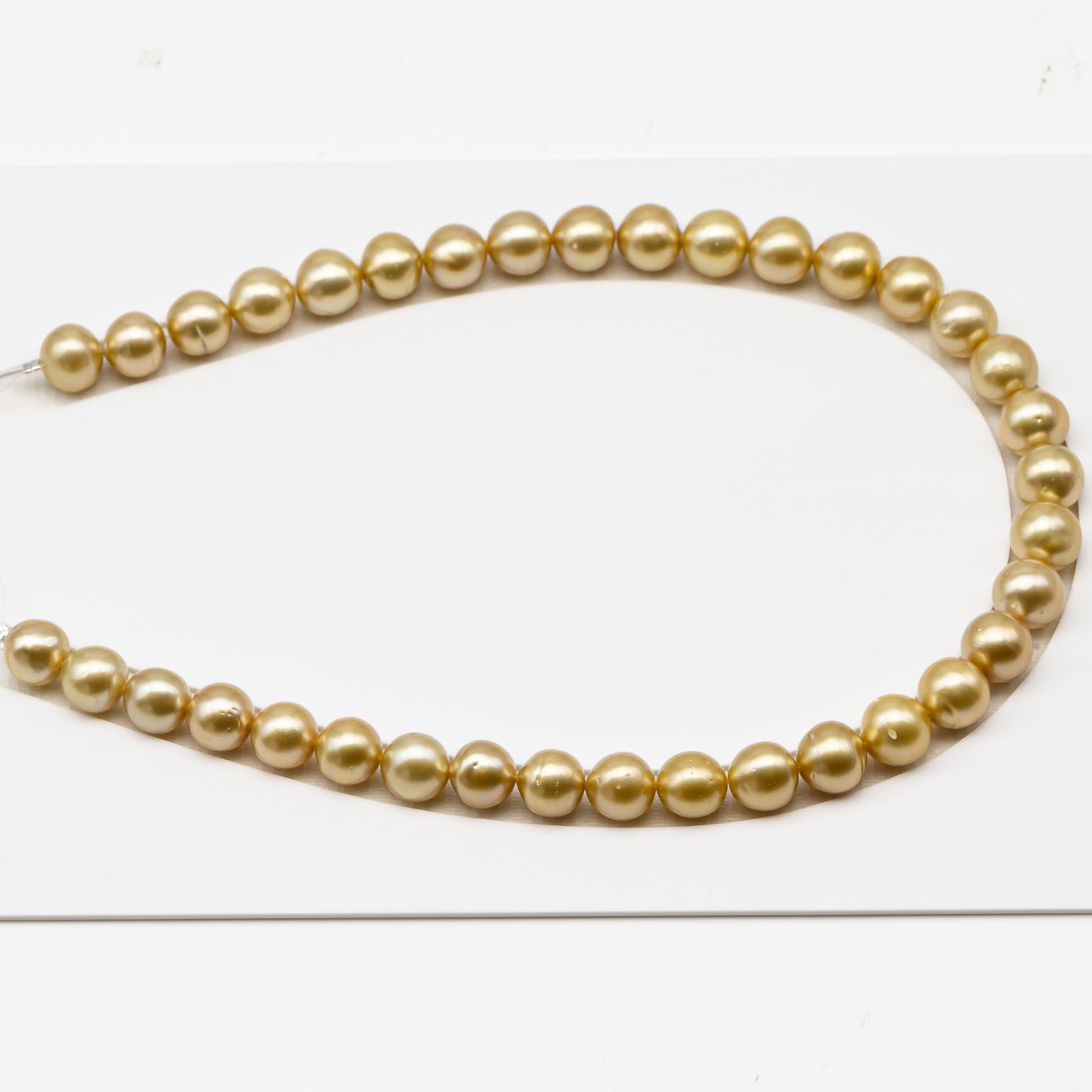 11-12mm Golden South Sea Pearl Near Round with Minor Blemishes, Natural Color Pearls for Jewelry Making, Full Strand, SKU # 3222GS