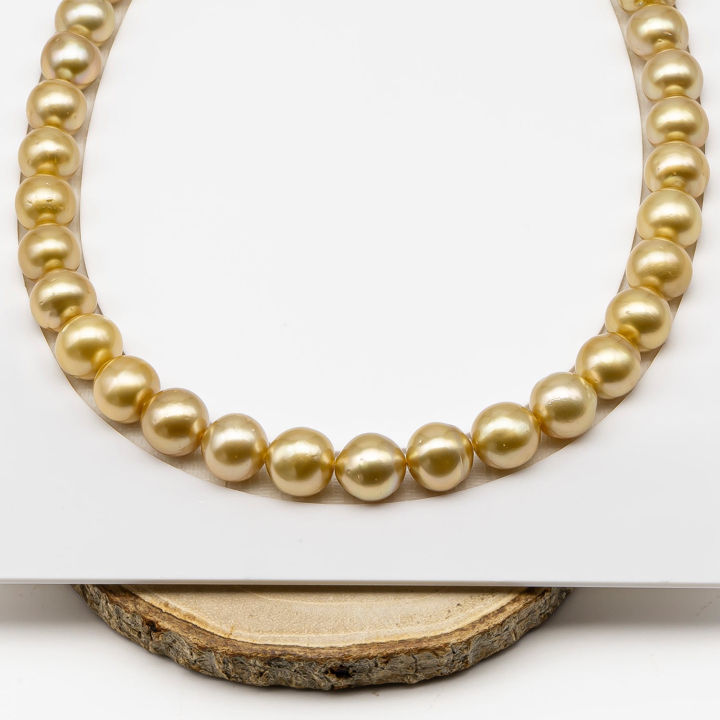 11-12mm Golden South Sea Pearl Near Round with Minor Blemishes, Natural Color Pearls for Jewelry Making, Full Strand, SKU # 3222GS