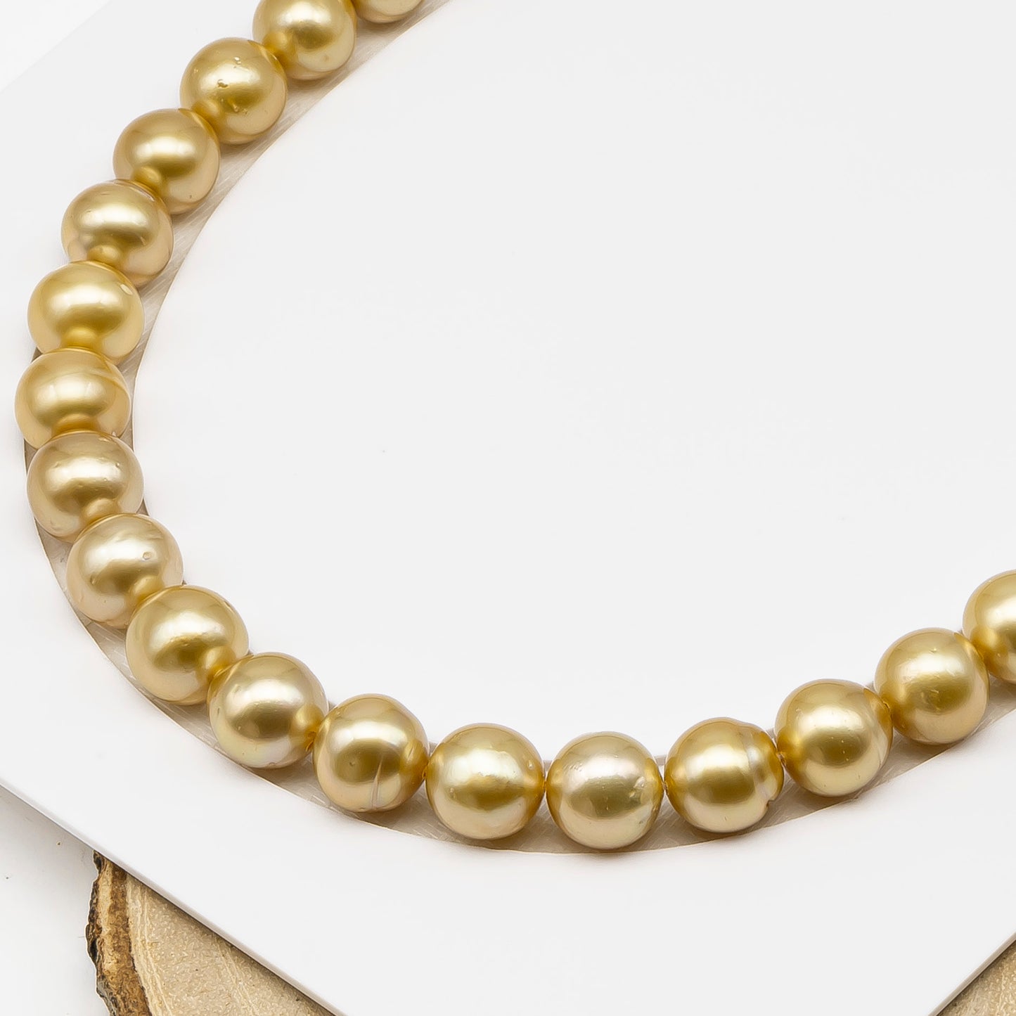 11-12mm Golden South Sea Pearl Near Round with Minor Blemishes, Natural Color Pearls for Jewelry Making, Full Strand, SKU # 3222GS
