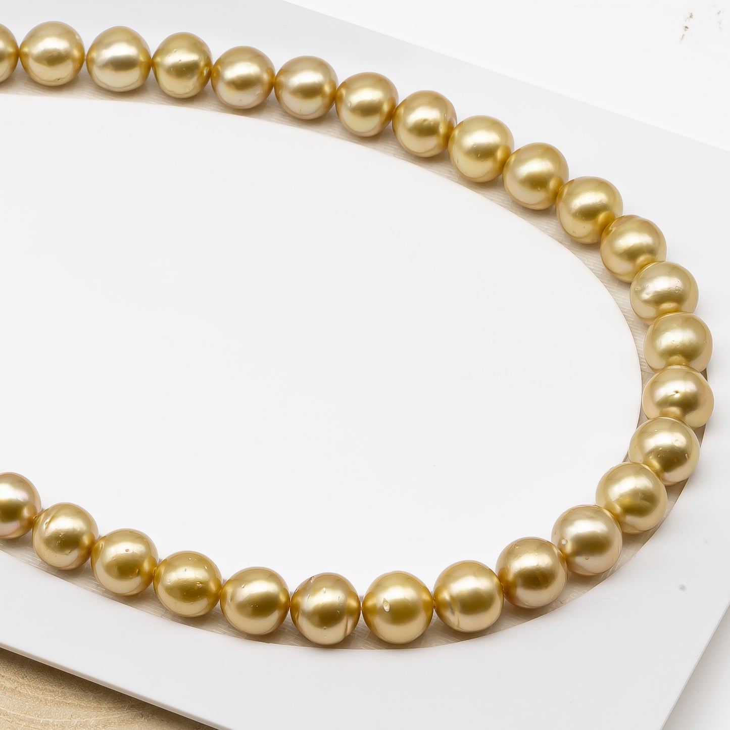 11-12mm Golden South Sea Pearl Near Round with Minor Blemishes, Natural Color Pearls for Jewelry Making, Full Strand, SKU # 3222GS