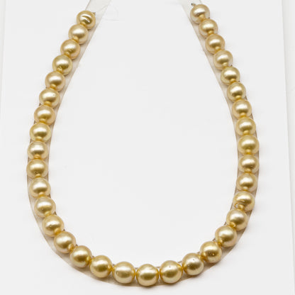 11-12mm Golden South Sea Pearl Near Round with Minor Blemishes, Natural Color Pearls for Jewelry Making, Full Strand, SKU # 3223GS