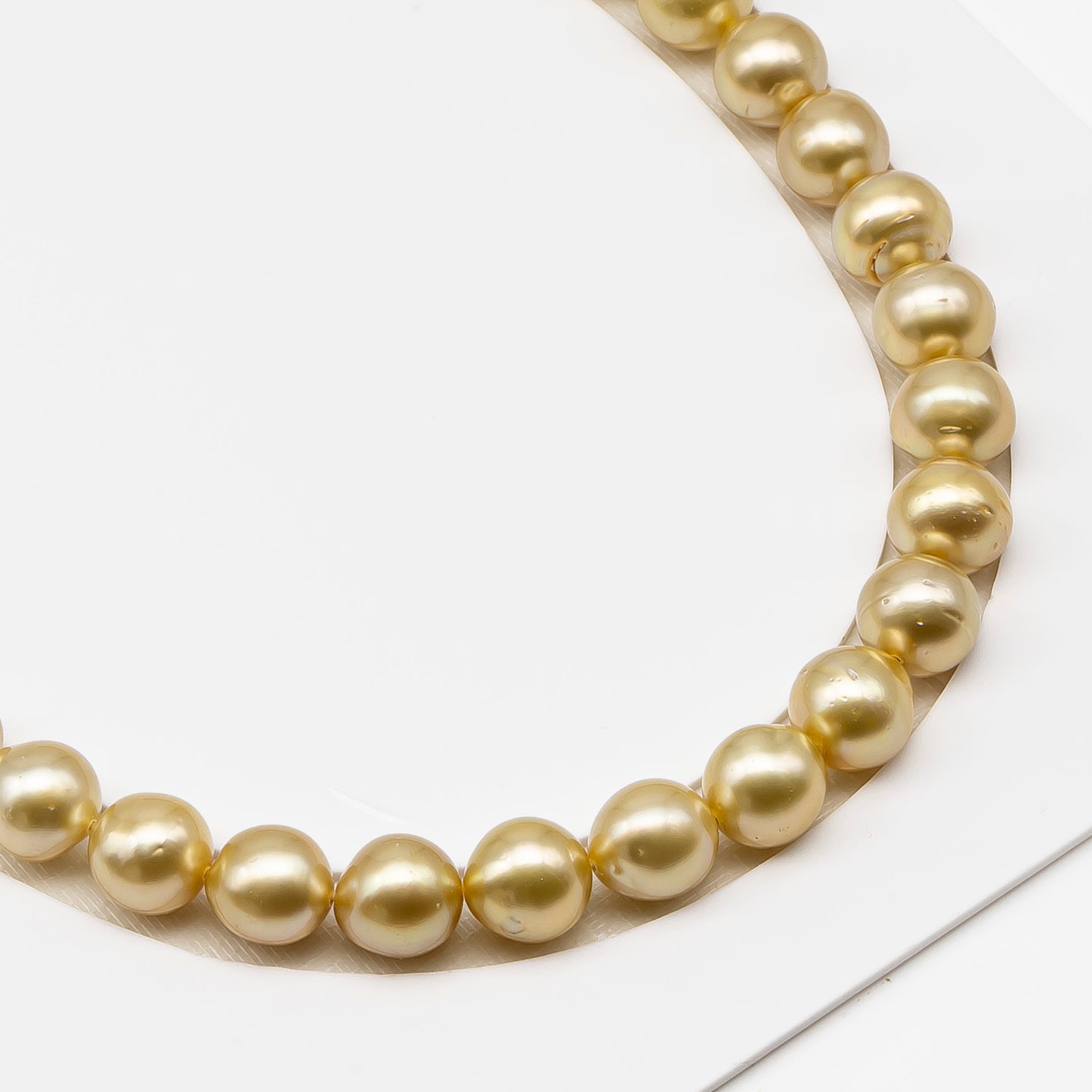 11-12mm Golden South Sea Pearl Near Round with Minor Blemishes, Natural Color Pearls for Jewelry Making, Full Strand, SKU # 3223GS