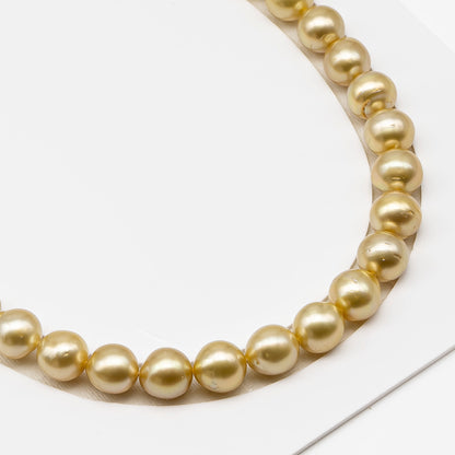 11-12mm Golden South Sea Pearl Near Round with Minor Blemishes, Natural Color Pearls for Jewelry Making, Full Strand, SKU # 3223GS