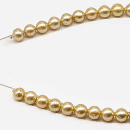 11-12mm Golden South Sea Pearl Near Round with Minor Blemishes, Natural Color Pearls for Jewelry Making, Full Strand, SKU # 3223GS
