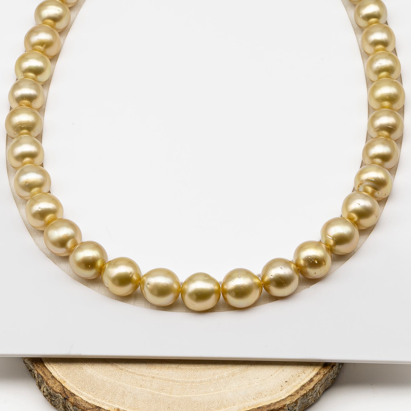 11-12mm Golden South Sea Pearl Near Round with Minor Blemishes, Natural Color Pearls for Jewelry Making, Full Strand, SKU # 3223GS