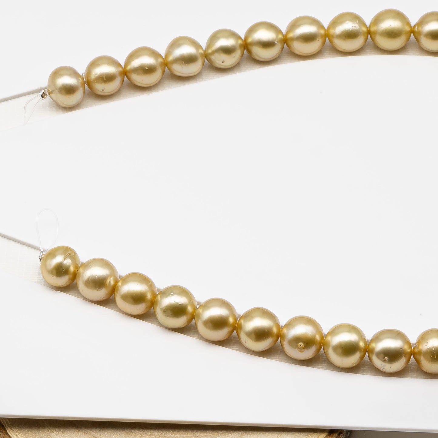 11-12mm Golden South Sea Pearl Near Round with Minor Blemishes, Natural Color Pearls for Jewelry Making, Full Strand, SKU # 3223GS