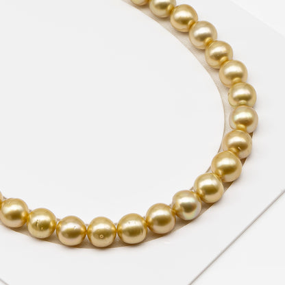 11-12mm Golden South Sea Pearl Near Round with Minor Blemishes, Natural Color Pearls for Jewelry Making, Full Strand, SKU # 3224GS