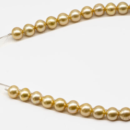 11-12mm Golden South Sea Pearl Near Round with Minor Blemishes, Natural Color Pearls for Jewelry Making, Full Strand, SKU # 3224GS