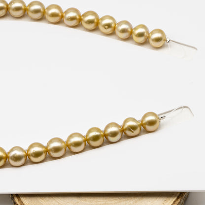 11-12mm Golden South Sea Pearl Near Round with Minor Blemishes, Natural Color Pearls for Jewelry Making, Full Strand, SKU # 3224GS