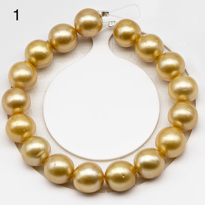11-12mm 7-8 Inch Golden South Sea Pearl Short Strand with Minor Blemishes, Near Round and Natural Color Pearls for Jewelry Making, SKU # 3225GS